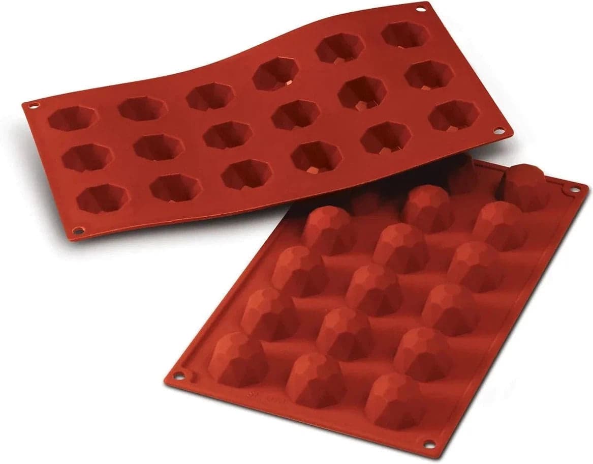 Silikomart – 1.3" x 0.9" Silicone 18 Compartment Small Diamond Baking Mold – SF048