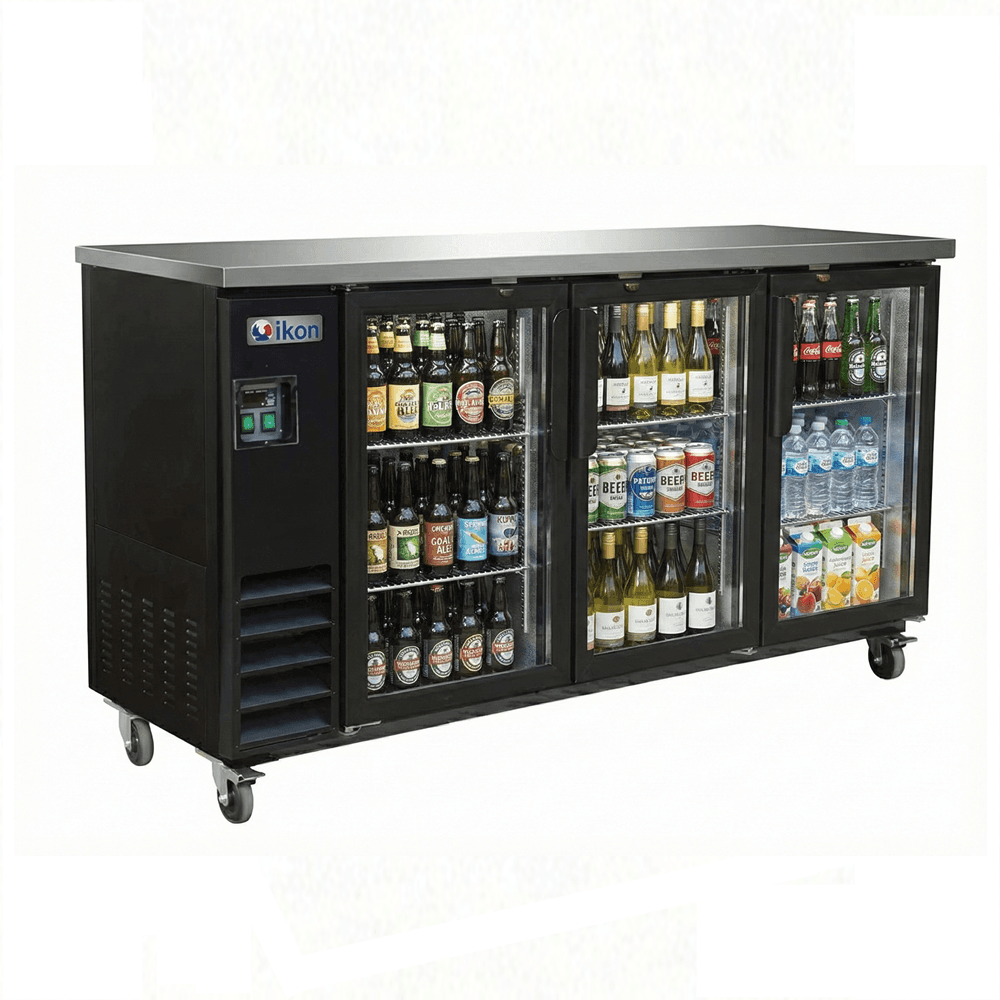 Ikon IBB73-3G-24 73″ Glass 3-Door Back Bar Cooler