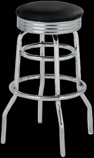 ATS SR-8 Round Retro Chrome Seat Swivel Barstool, Double-Ring Chrome Base, Seat Unattached