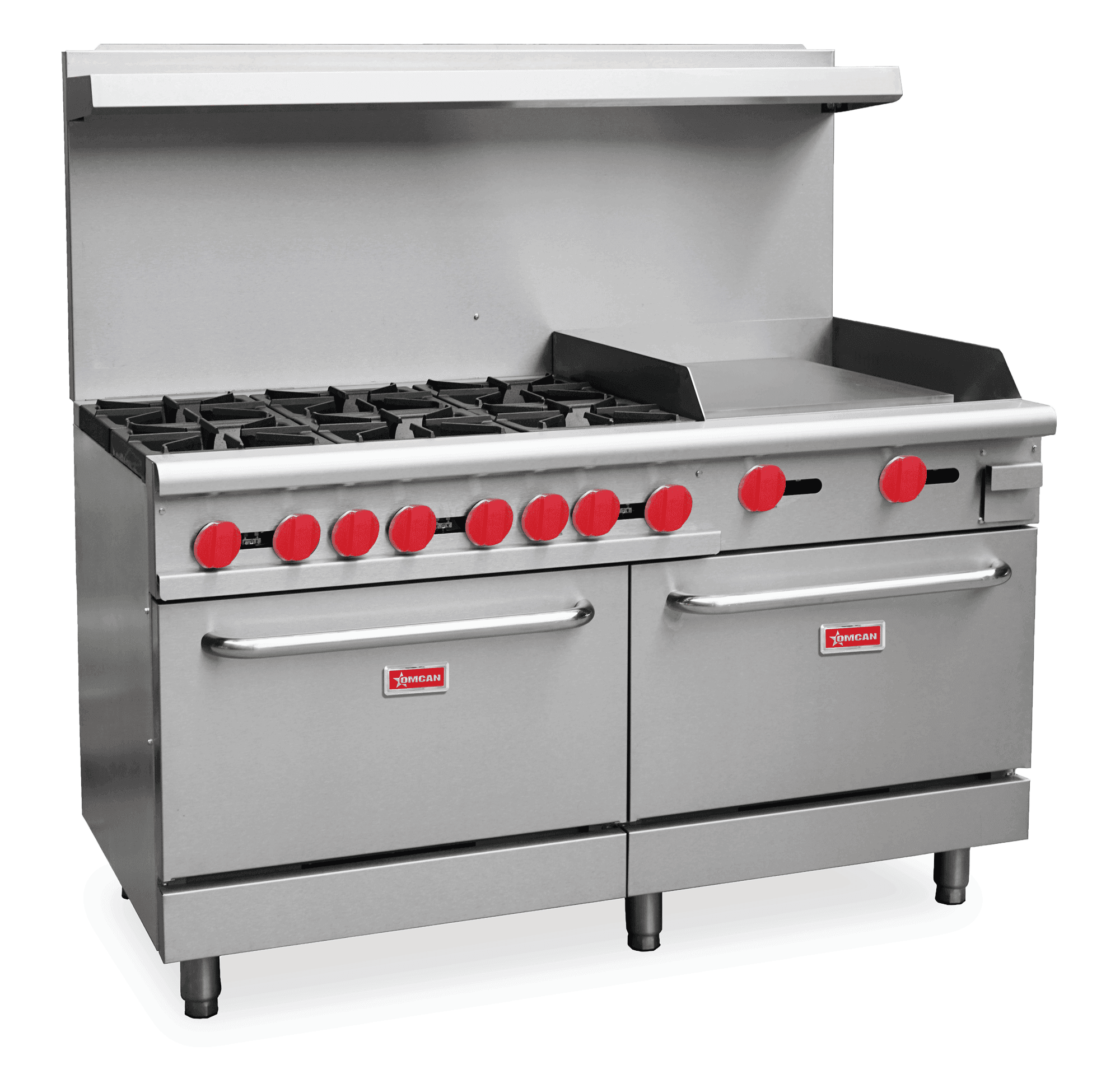 60″ Commercial Gas Range with 6 Burners, 24″ Griddle and 2 Standard Ovens 282,000 BTU – Natural Gas