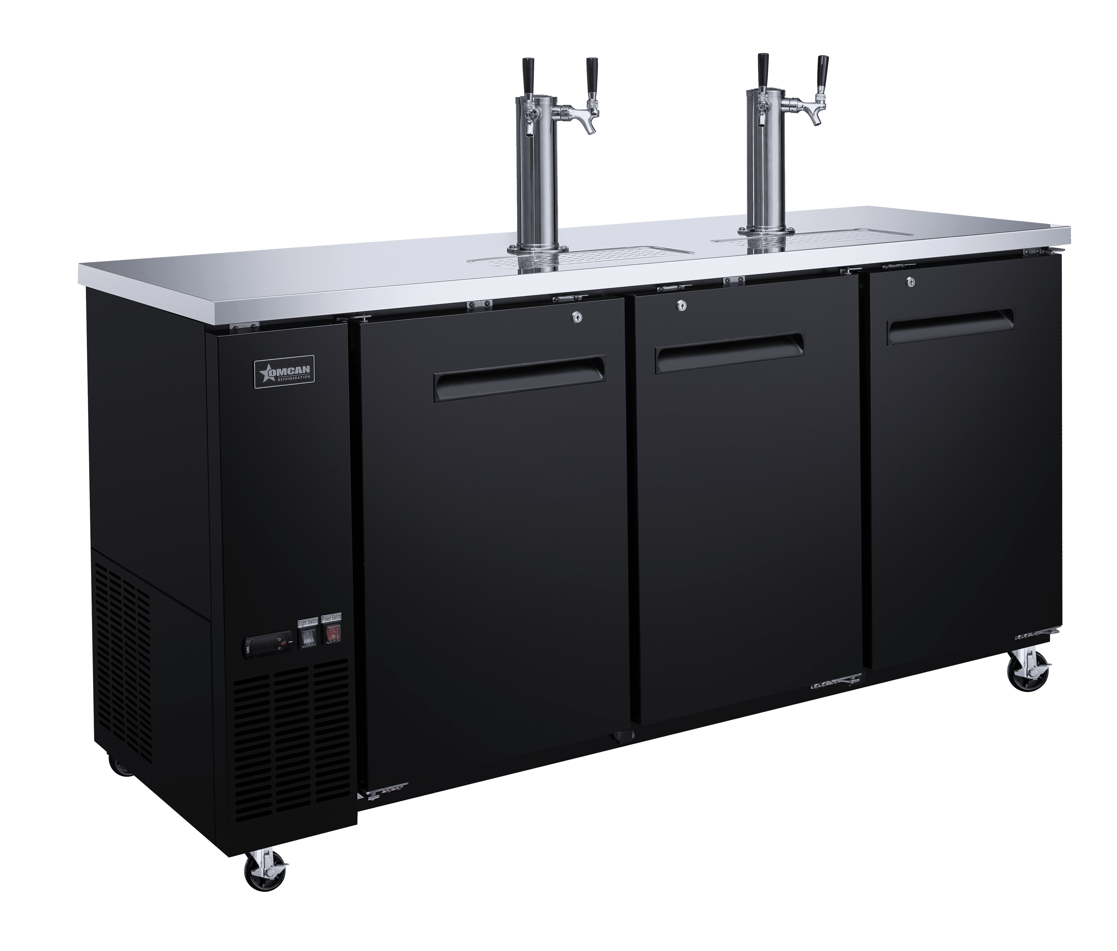 73″ Three (3) Door Kegerator / Beer Dispenser with 2 Taps, 19.6 cu.ft. (556 L)