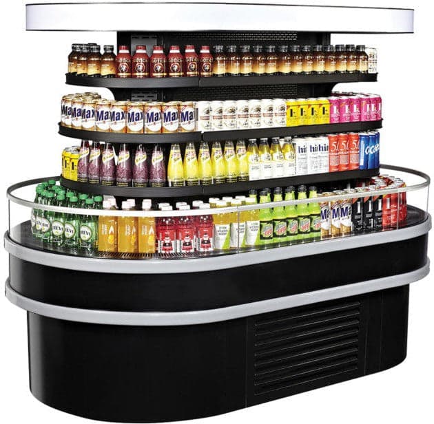 Turbo Air - 84.2" Black Air Curtain Oval Island Display Case - TIOM-36RSRB-N (ETA 5-6 Weeks)