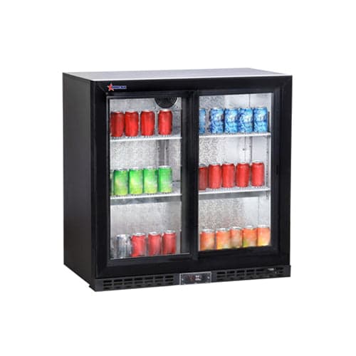 Omcan BB-CN-230S 35″ 2 Sliding Door Glass Back Bar Refrigerator