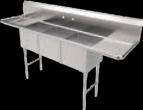 ATS MET 3-Compartment Wash Sink, With Left & Right Drain Board, 75" W x 21" D
