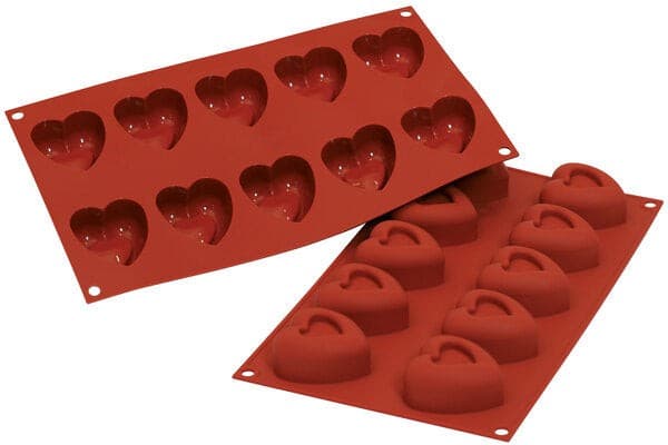 Silikomart – 1.9" x 2.1" x 1.1" Silicone 10 Compartment Medium Passion Baking Mold – SF088