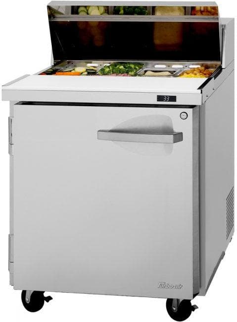 Turbo Air – PRO Series 27.5″ Silver Mega One Section Sandwich/Salad Prep Table with Left Solid Hinged Door – PST-28-N(-L) (ETA 5-6 Weeks)