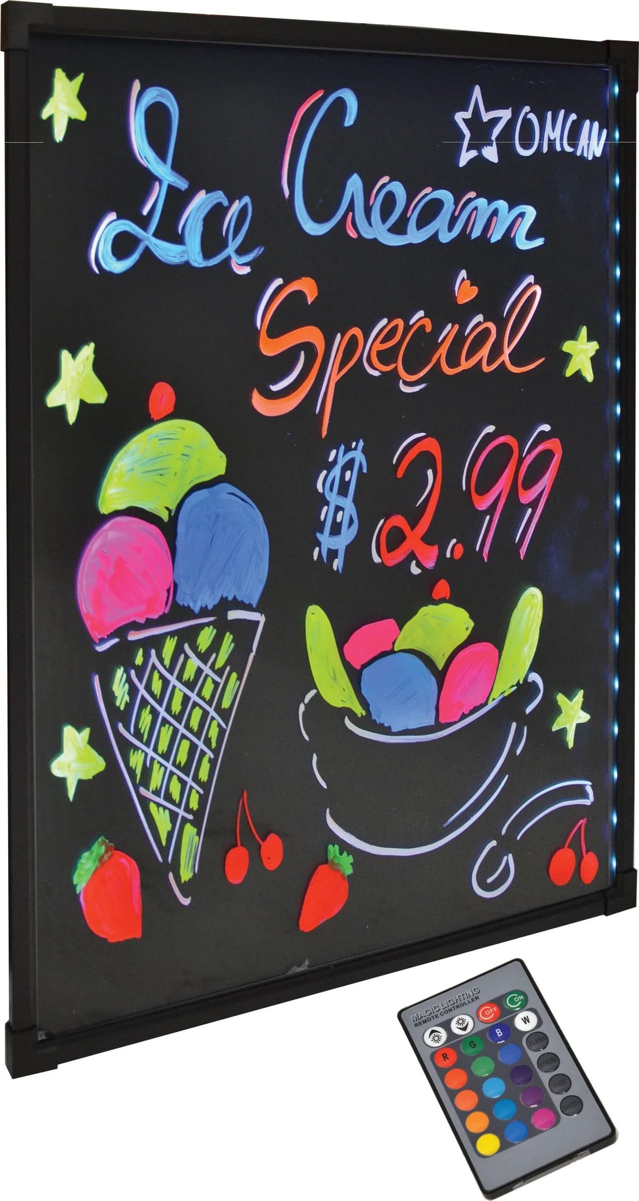 Refined Tempered Glass LED Write-On Flash Board with Remote Control
