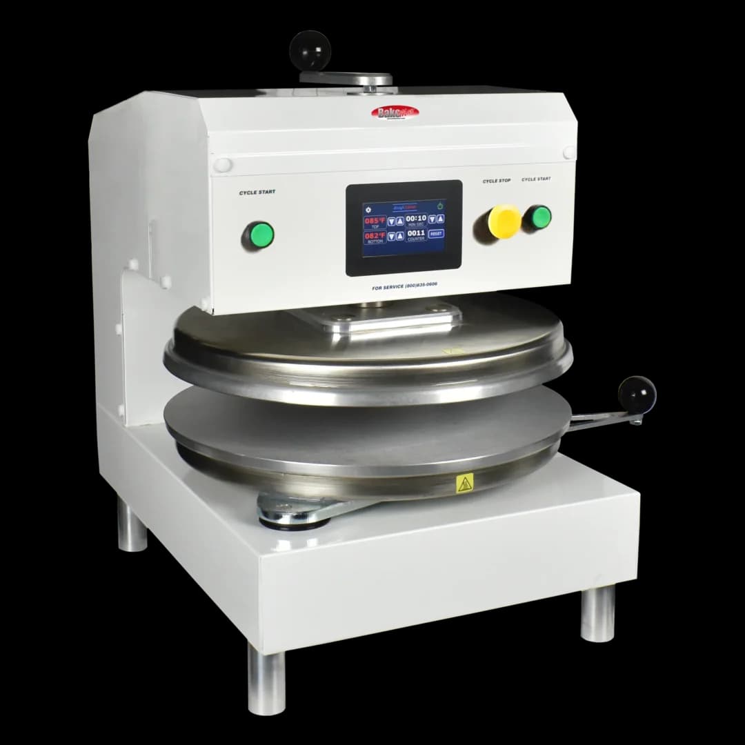 BakeMax BMTXE218W Commercial Countertop Automatic Swing Away Dual Heat Dough Press