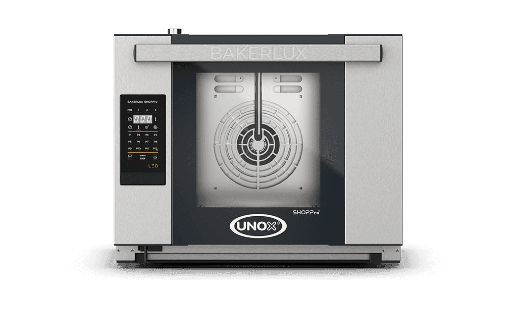 Unox – BAKERLUX SHOP.Pro LED Electric Convection Oven with Humidity, 4 Trays 460 x 330 mm, Drop-Down Door – XAFR-04HS-ELDV