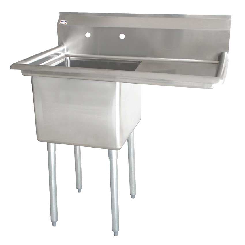 18″ x 21″ x 14″ 18-gauge stainless steel One Tub Sink with 1.8″ Corner Drain and Right Drainboard