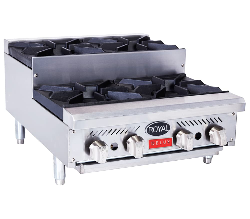 Royal – Delux 36″ Stainless Steel Gas Range with Heavy Duty Step Up Hot Plates – RDHP-36-6SU