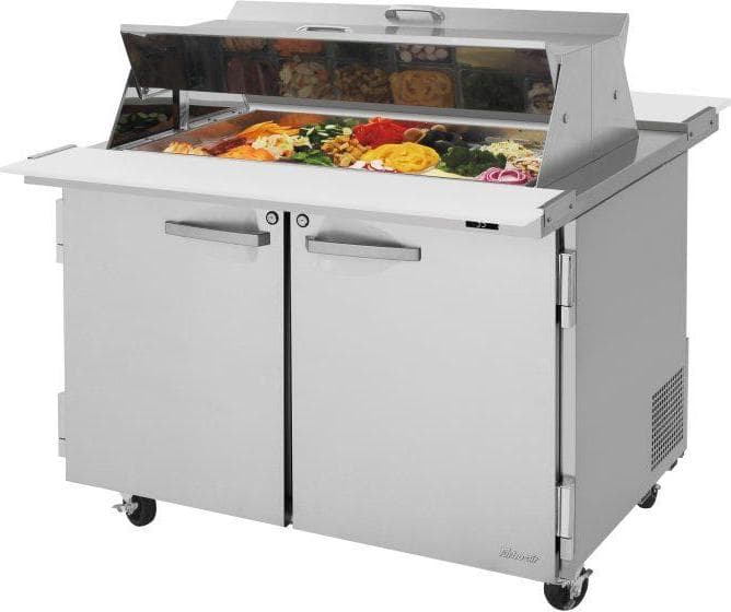 Turbo Air – PRO Series 48.25″ Silver Two-Section Mega Top Sandwich/Salad Prep Table-Dual Sided with Side Breathing – PST-48-18-N-DS (ETA 5-6 Weeks)