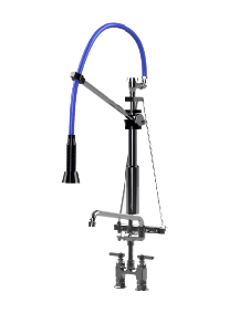 HIMI Products – Instinct Pre-Rinse Faucet Mini Unit with 36″ Hose, V Mount Bracket, Vacuum Breaker & 4″ Deck Mount Base Faucet + 12″ Add-On Faucet – IF7004-4DAF