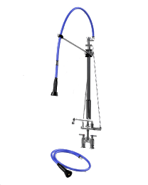 HIMI Products – Instinct Pre-Rinse Faucet Unit with 54″ Hose, V Mount Bracket, Vacuum Breaker, 6′ Extension Hose & 4″ Deck Mount Base Faucet + 12″ Add-On Faucet – IF5405-4DAF