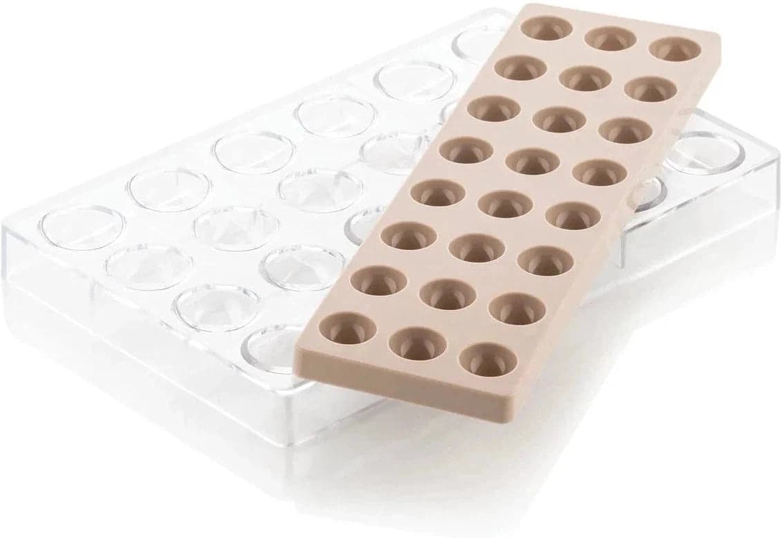Silikomart – 1.2" Polycarbonate Praline Chocolate Mould – KIT SEMISFERA 01