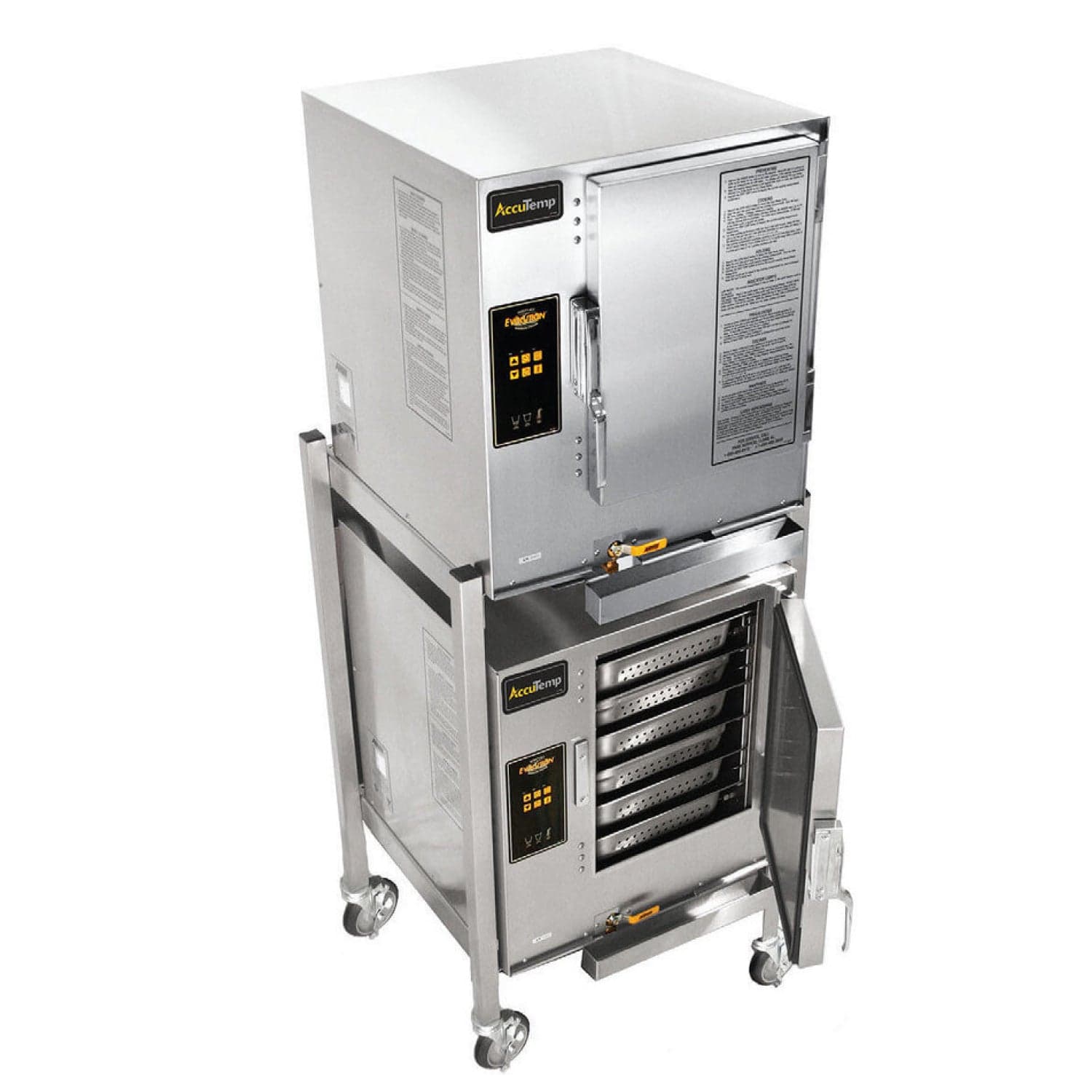 AccuTemp E62083E100DBL Double-Stacked 12 Pan Freestanding Electric Evolution Convection Steamer – 208V