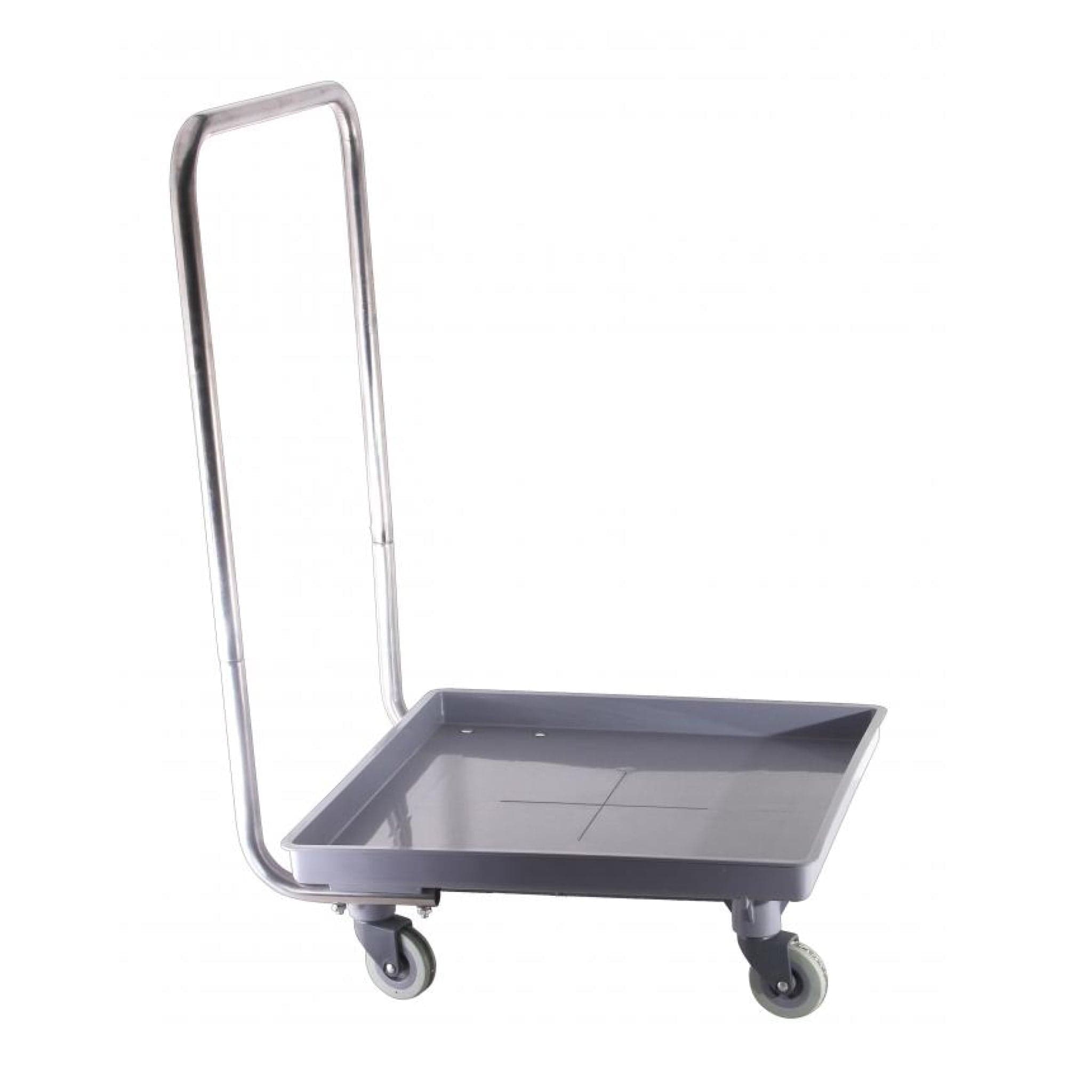Heavy-Duty Gray Polypropylene Dish Rack Dolly with Handle