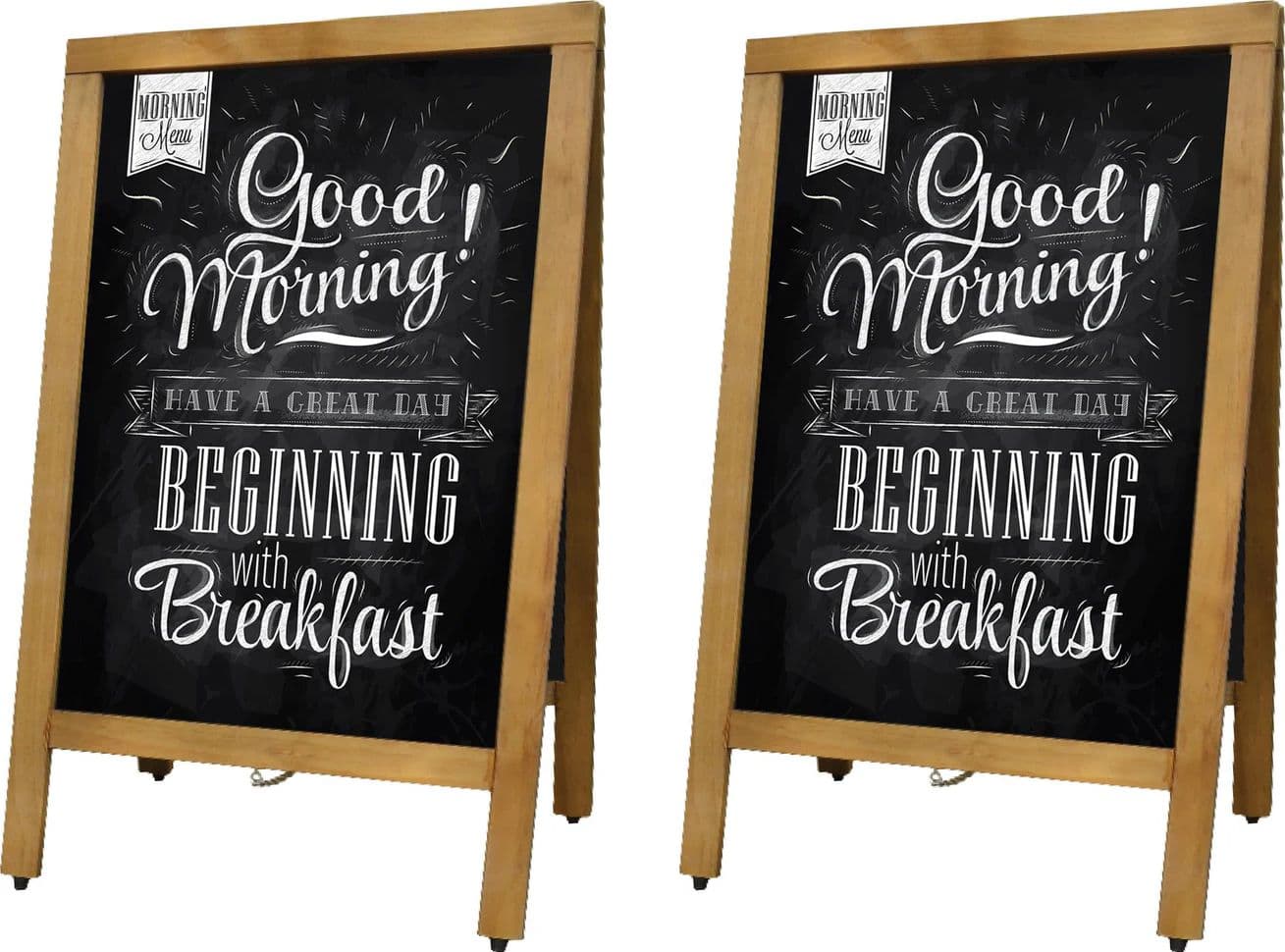 A-Frame Sidewalk Menu Chalkboard with Natural Color Frame