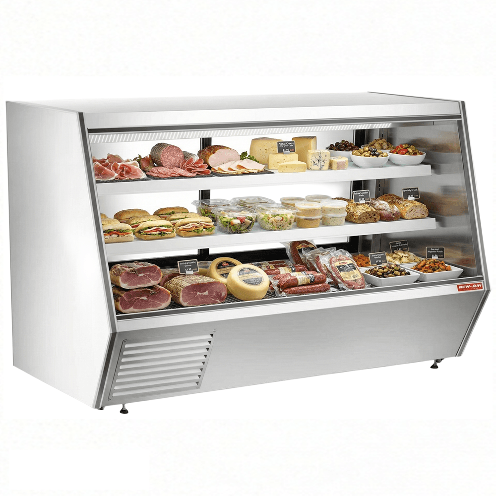 New Air NDDC-84-GCC 84″ Curved Glass Gravity Coil Refrigerated Deli Case