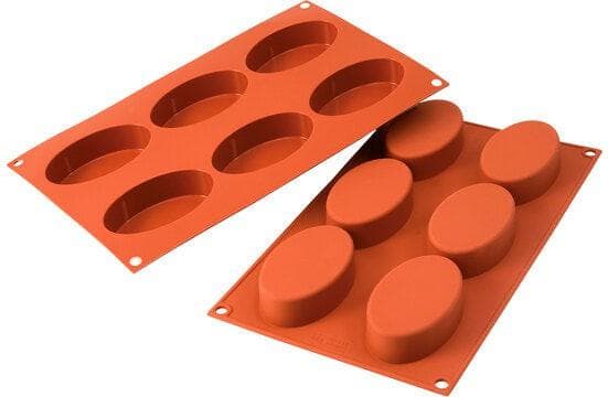 Silikomart – 3.4" x 2" x 0.9" Silicone #6 Compartment Oval Baking Mold – SF111