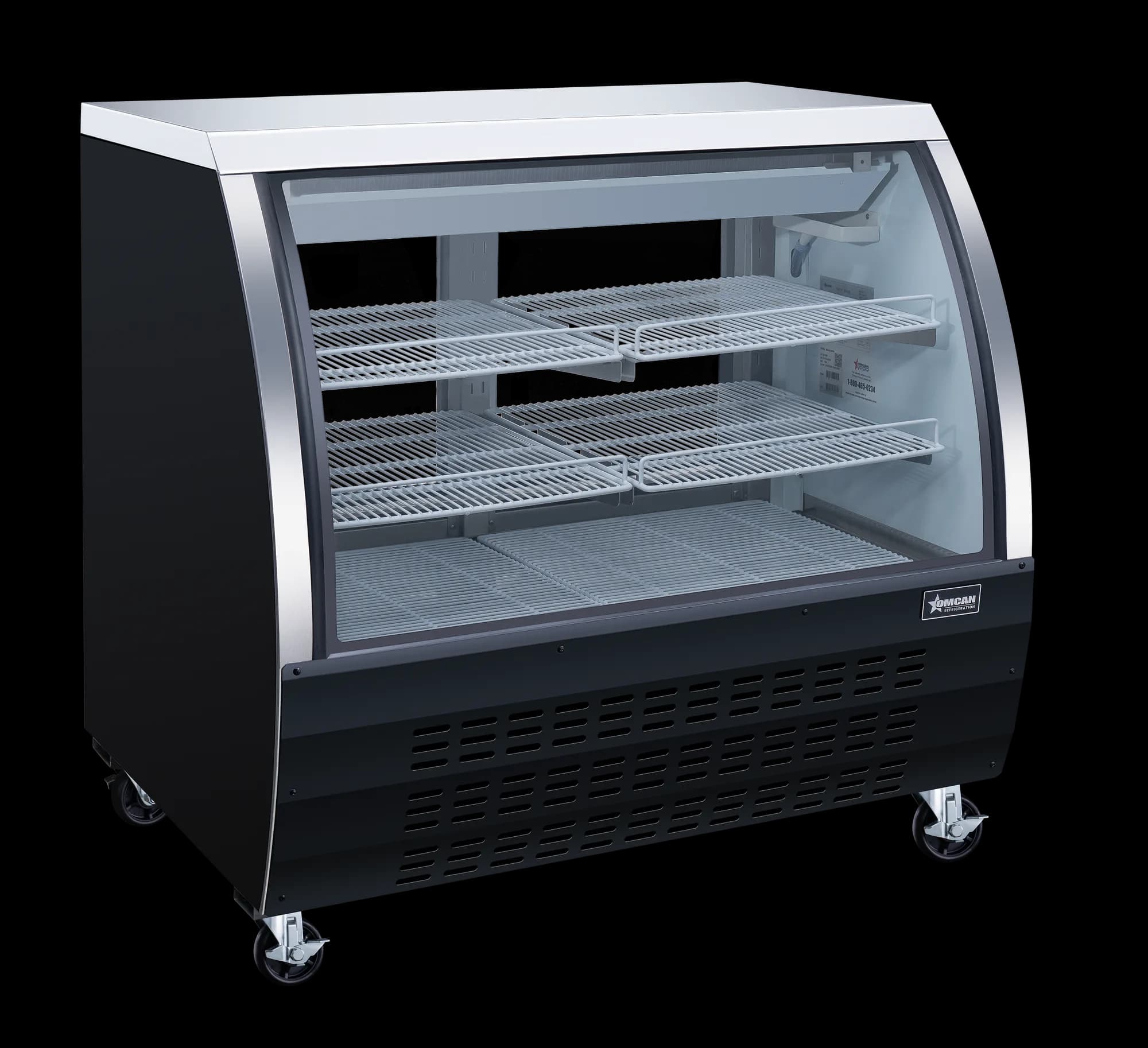 Omcan Two (2) Shelf Floor Refrigerated Showcase, Black