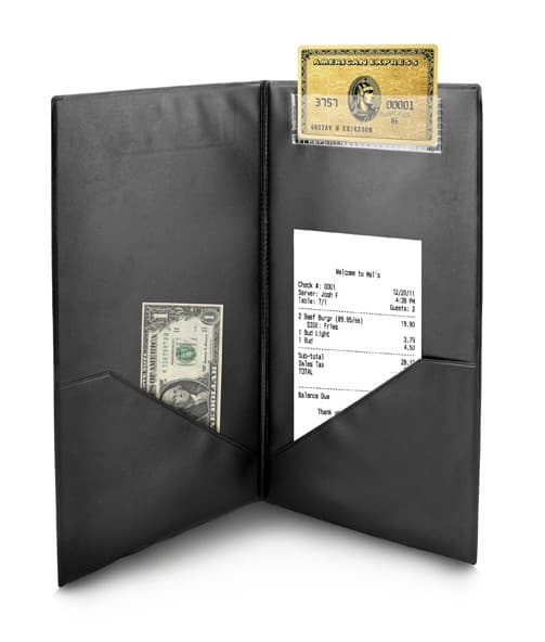 Bill Holder with Credit Card Receptacle with embossed ‘Thank You’ golden imprint, Black