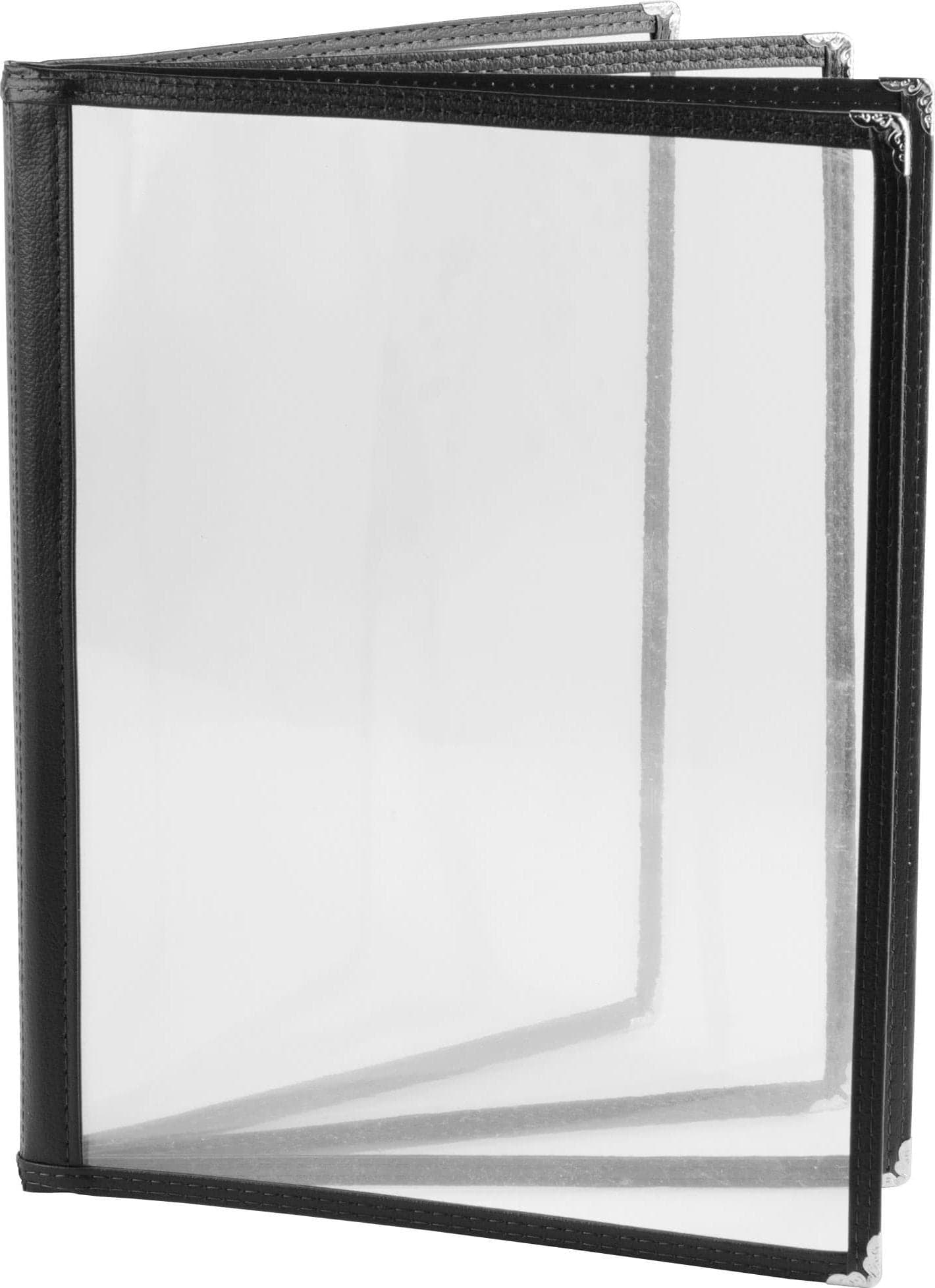 9 1/2″ x 11 3/4″ Black Four-Page Menu Holder