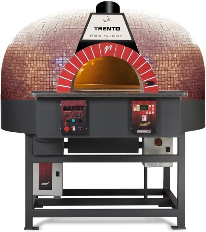 Trento Valoriani Rotativo 120 Gas and Wood Fired Pizza Oven with Rotating Deck, Red Iridium Mosaic – 100,000 BTU