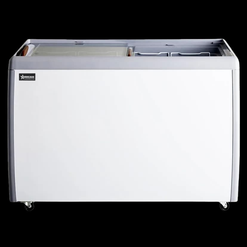 Omcan Two (2) Door Ice Cream Display Chest Freezer with Flat Glass Top