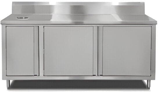 Winholt - 72" x 30" Stainless Steel Boxed Backsplash with 45° Return & (2) Sliding Doors without Mid-Shelf - STCT-BBD3072