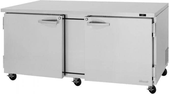 Turbo Air - PRO Series 72.6" Silver 2 Hinged Swing Door Undercounter Refrigerator with 2 Shelves - PUR-72-N(-AL) (ETA 5-6 Weeks)