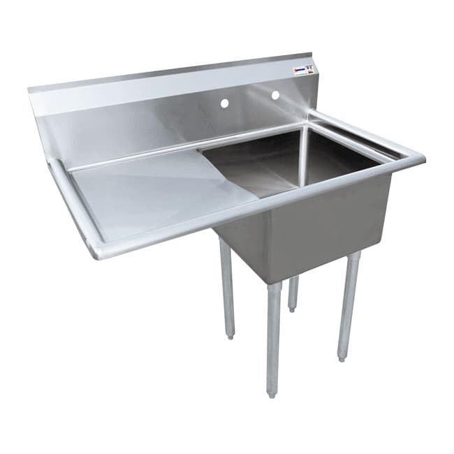 18″ x 21″ x 14″ 18-gauge stainless steel One Tub Sink with 3.5″ Center Drain and Left Drainboard