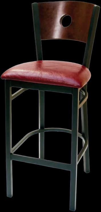 ATS 77A-BS Wood Circle-Cut Back Barstool