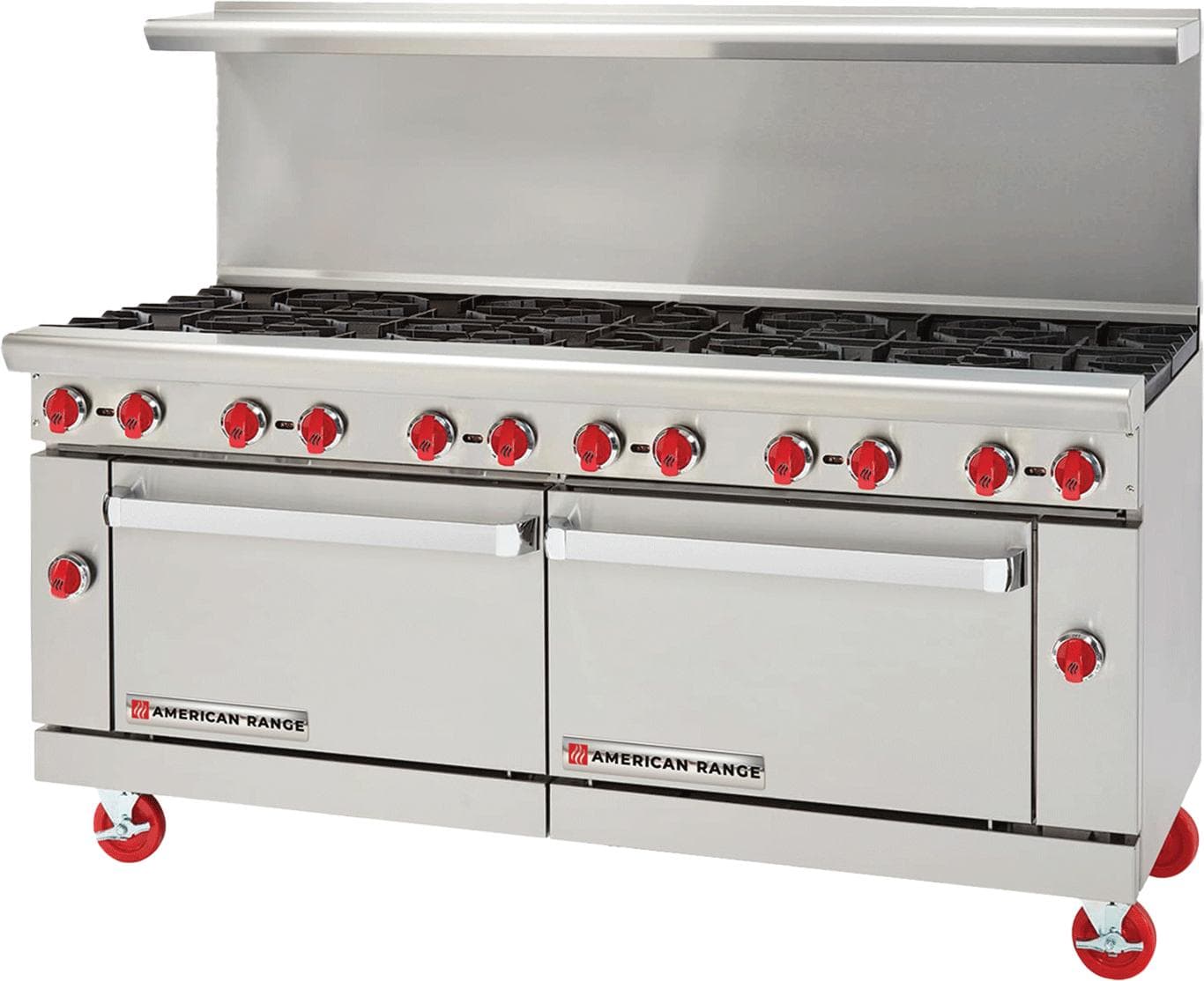 American Range - 72" Stainless Steel Restaurant Range 12 Burners With 26.5" 2 Standard Oven - AR-12