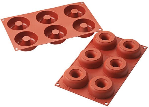 Silikomart – 2.9" x 0.9" x 1.1" Silicone #6 Compartment Donuts Baking Mold – SF170