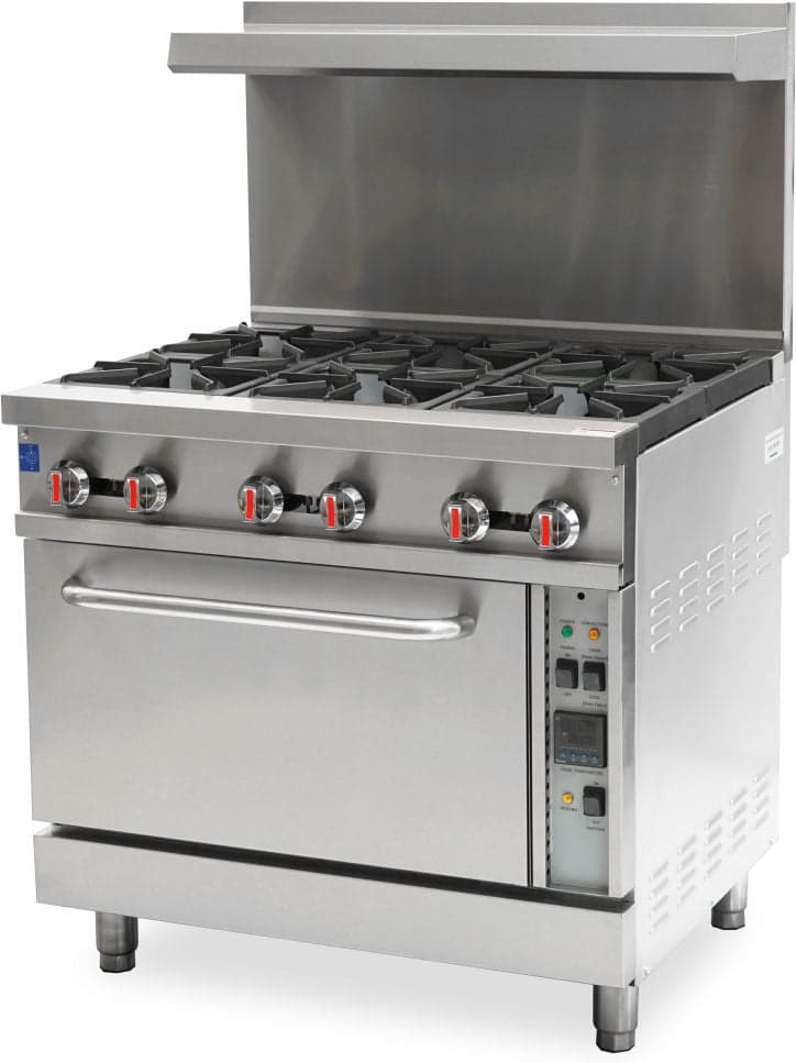 36″ Commercial Gas Range 6 Burners and Convection Oven 211,000 BTU – Liquid Propane