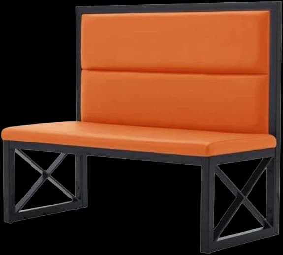 ATS Mission Style Metal Booth, Channel Back, Single, 47" L, Grey