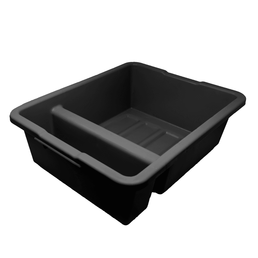 21″ x 17″ x 7″ Polypropylene Black Divided Bus Box / Dish Box