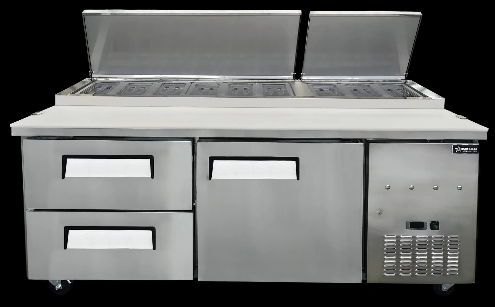 71” One (1) Door Refrigerated Pizza Prep Table with Drawers, 22 cu.ft. (623 L), Stainless Steel