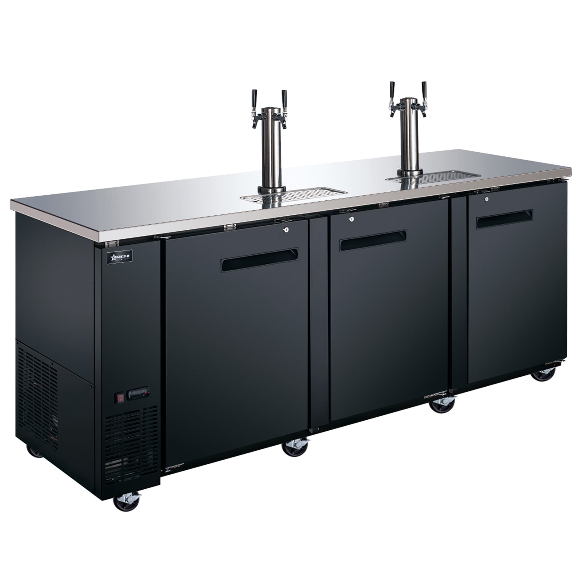 90″ Three (3) Door Kegerator / Beer Dispenser with 2 Taps, 32 cu.ft. (916 L)