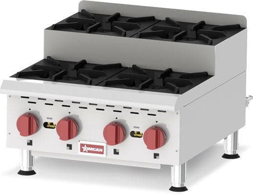 4-Burner Countertop Stainless Steel Step-Up Gas Hot Plates