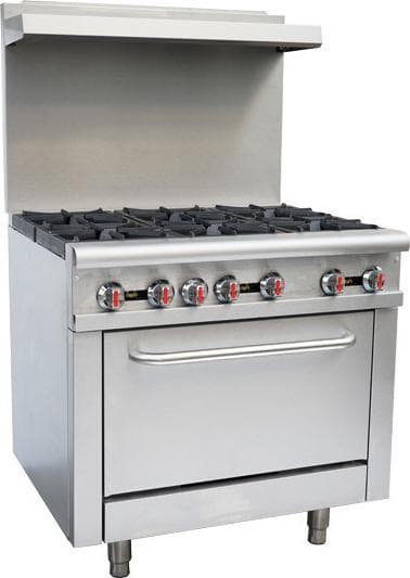 36″ Commercial Gas Range 6 Burners and Standard Oven 211,000 BTU – Liquid Propane