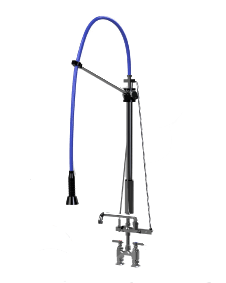 HIMI Products – Instinct Pre-Rinse Faucet Unit with 60″ Hose, V Mount Bracket & 4″ Deck Mount Base Faucet + 12″ Add-On Faucet – IF6003-4DAF