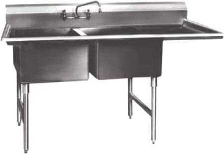 Winholt - 18" x 18" Stainless Steel Two Compartment Sink with 14" Backsplash - WS2T1818RD18-14DP-14GA