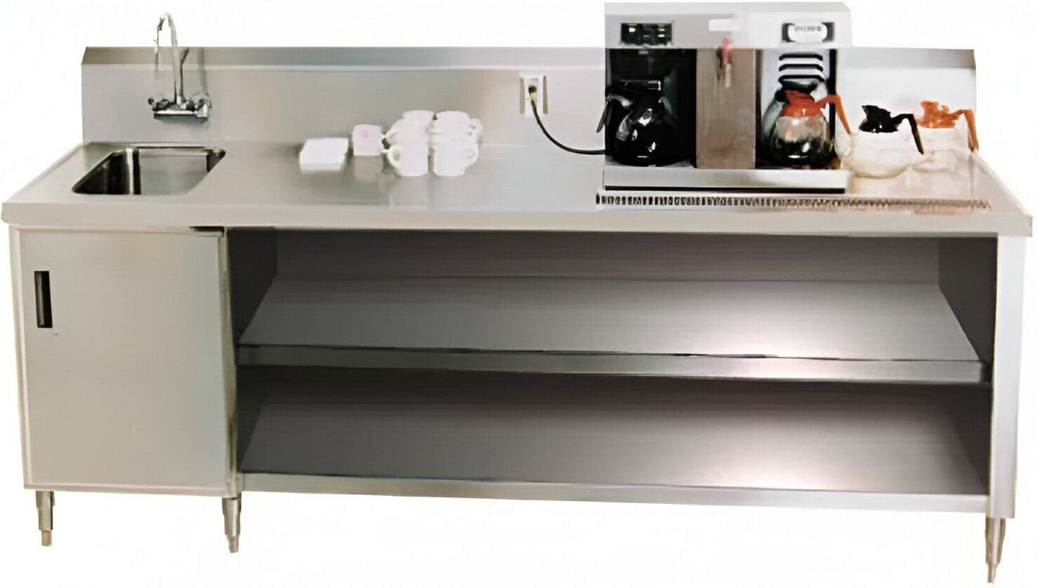 Winholt - 14" x 16" x 12" Stainless Steel Left Side Built-in Sink Beverage Counter with Arine Edge Across Front & Side - STCT-BC-3060-L