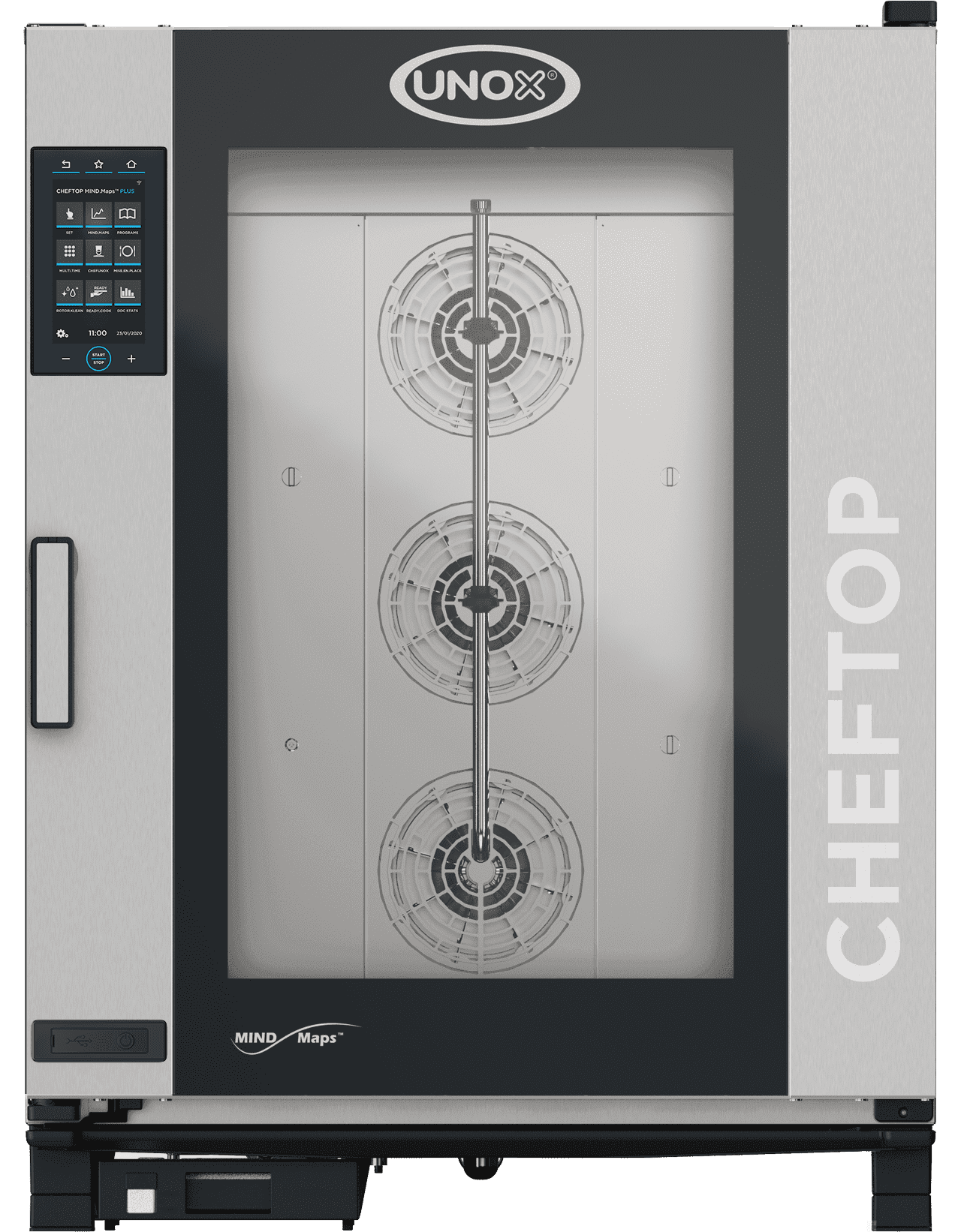 Unox – CHEFTOP MIND.Maps COUNTERTOP PLUS Natural Gas 10 Pan Full Size Combi Oven with Left-Hinged Door, 1Ph, 120V – XAVC-10FS-GPLM