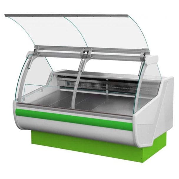 Igloo SANFID12 150¾″ Refrigerated Fish Case, Curved Lift-Up Glass, 47″ Deep