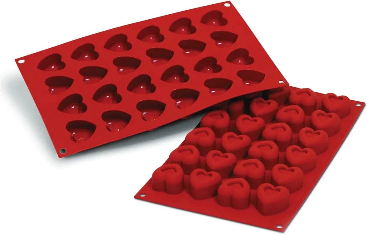 Silikomart – 1.2" x 1.3" x 0.8" Silicone 24 Compartment Small Passion Baking Mold – SF089