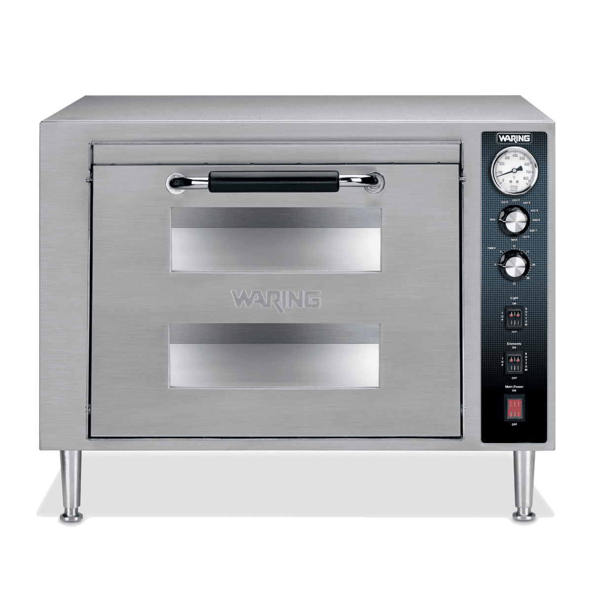 Waring Commercial WPO700 27″ Double Deck Countertop Electric Pizza Oven With Dial Display – 240V, 3200W