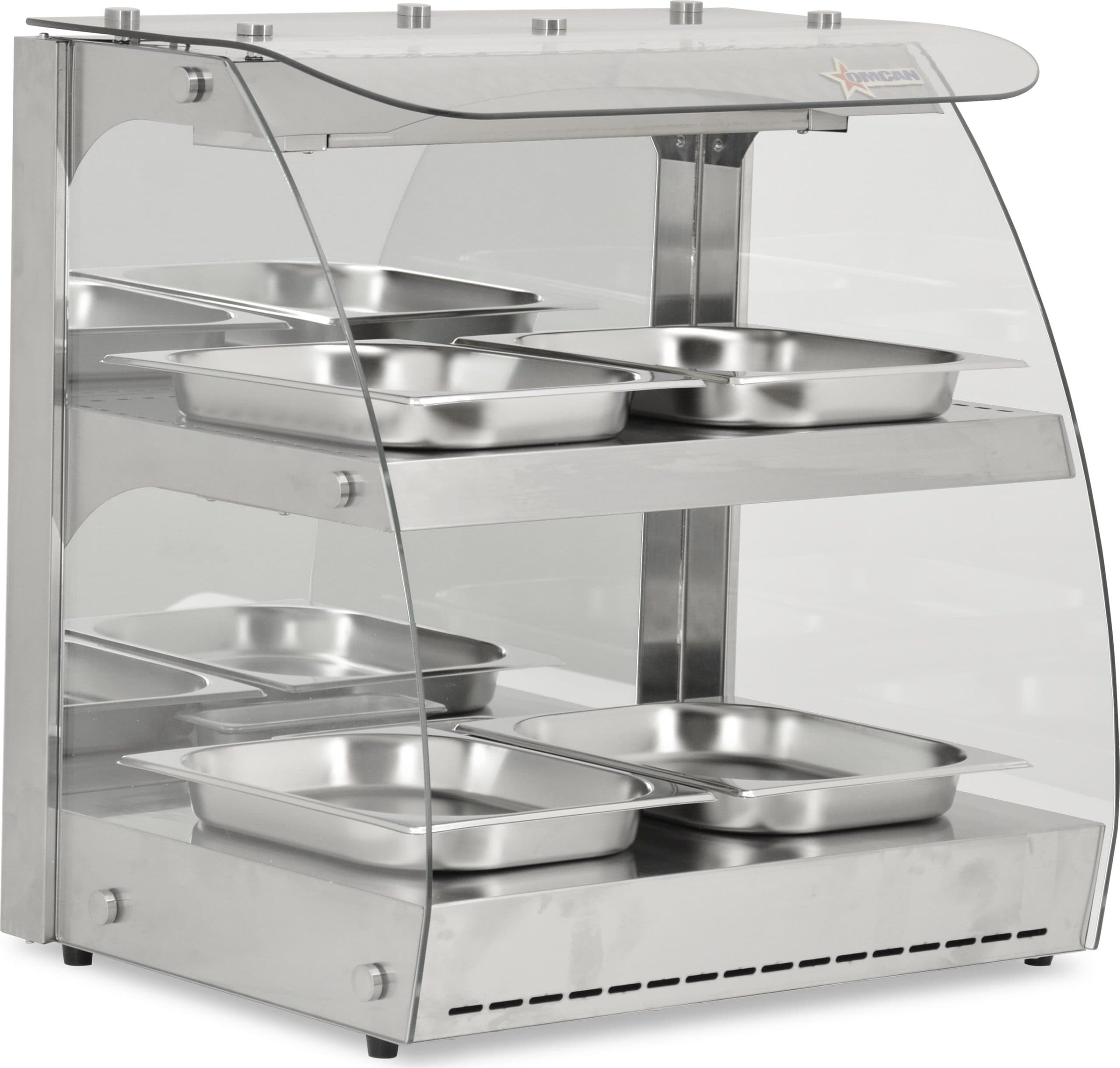 25" Heated Display Case, 2 Shelves, Curved Glass, Self-Service, 3.5 cu.ft. (100 L) Capacity
